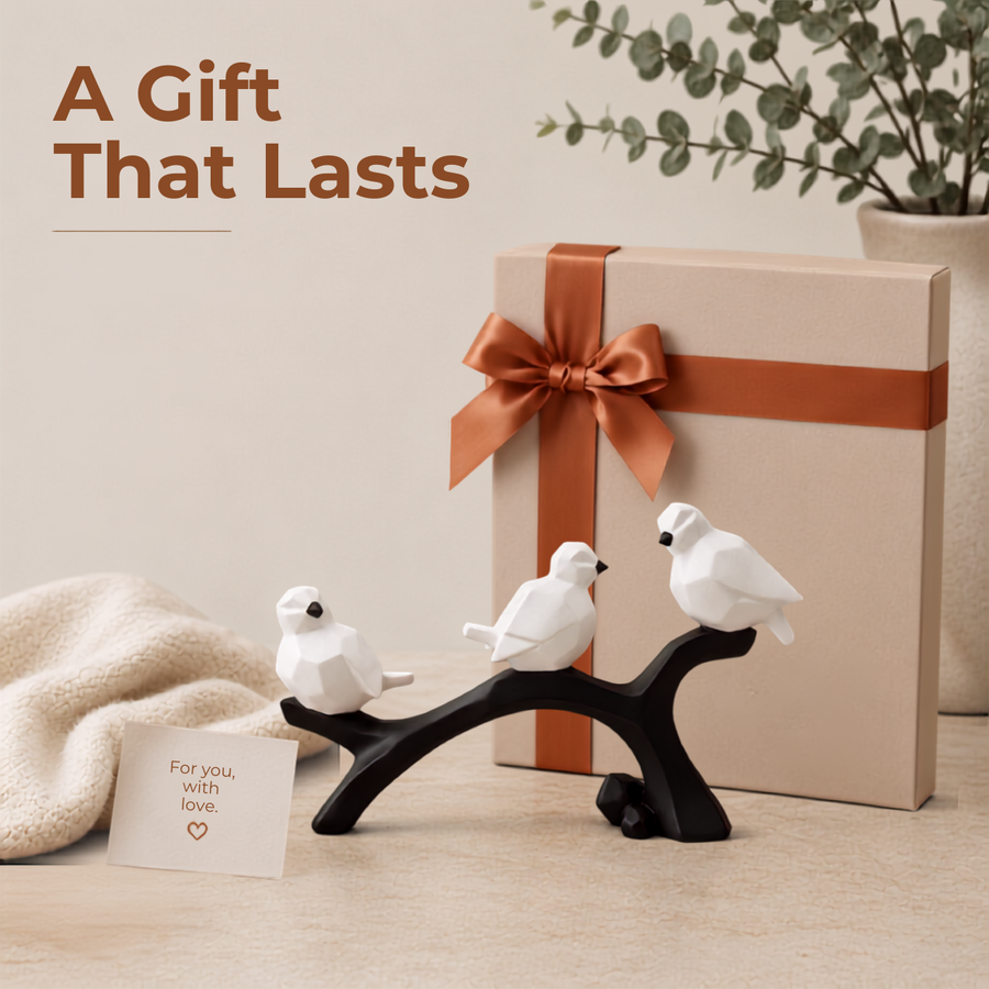 Elaris Birds Trio Showpiece - Black & White Branch Sculpture