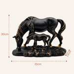 Elaris Mare & Foal Showpiece - Sleek Black Modern Finish