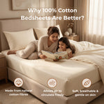 Elaris Solid Ivory Queen Fitted 100% Cotton Bedsheet Set