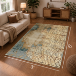 Botanical Serenity Print Anti-skid Washable Carpet 4x6 ft