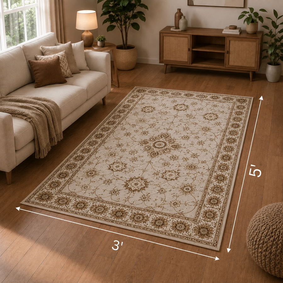 Vintage Print Anti-skid Washable Carpet 3x5 ft