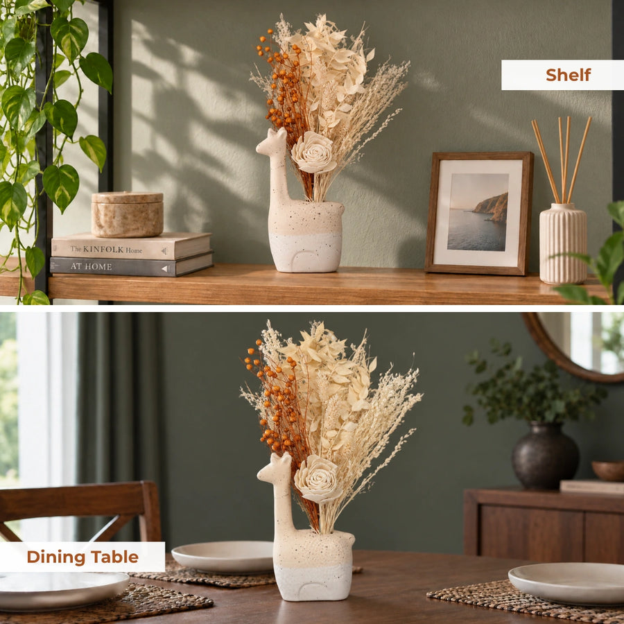 Elaris Cream Sculpt Dried Blooms With Vase