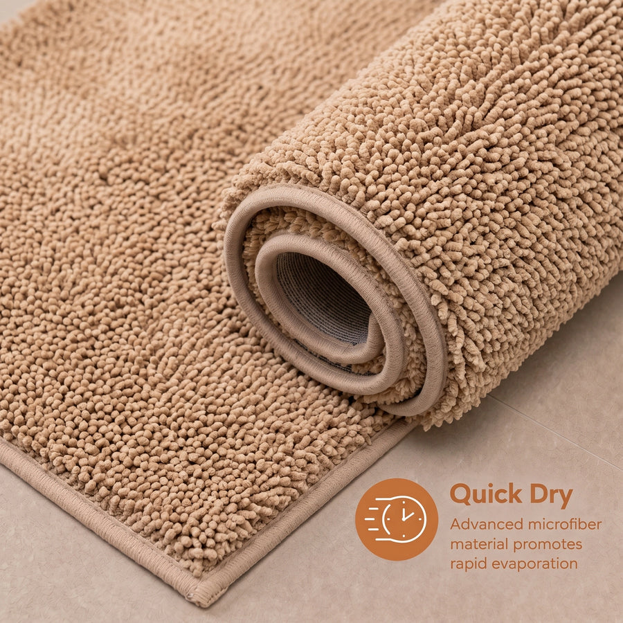 Solid Beige Anti Slip Bath Mat, 50 x 80 cm