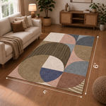Modern Earth Mosaic Print Anti-skid Washable Carpet 3x5 ft