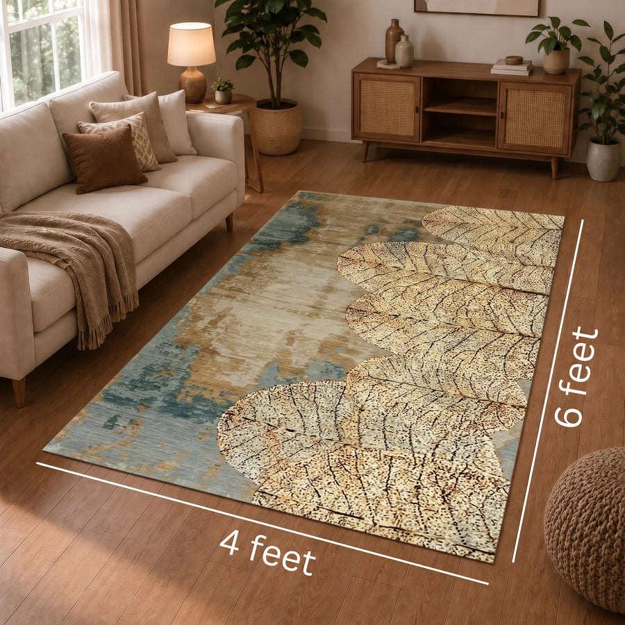 Botanical Serenity Print Anti-skid Washable Carpet 4x6 ft
