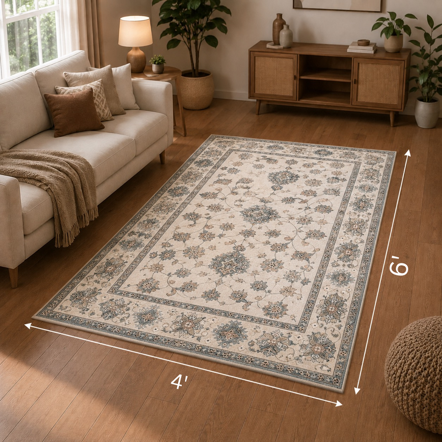 Classic Persian Print Anti-skid Washable Carpet 4x6 ft