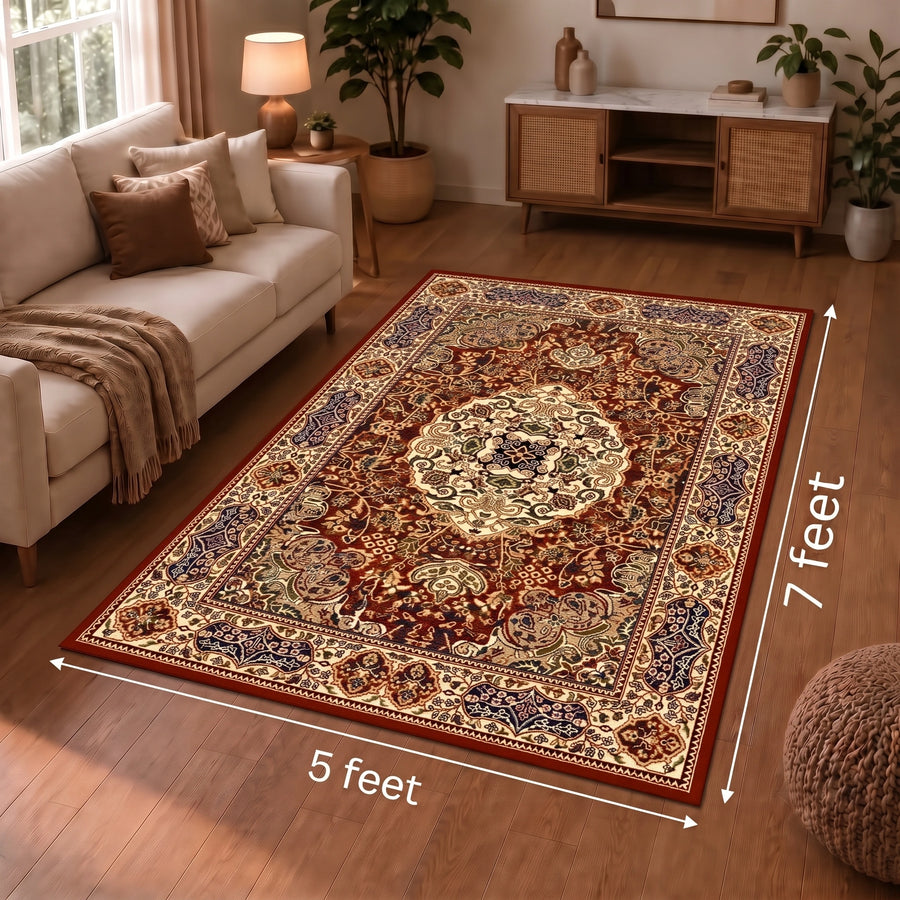 Elaris Heritage Maroon Medallion Carpet