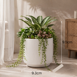 Elaris Ribbed Ceramic Planter - Elegant White, Single