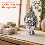 Elaris Buddha Face Idol – Silver Plated Home Showpiece