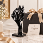 Elaris Horse Head Sculpture - Glossy Black Showpiece