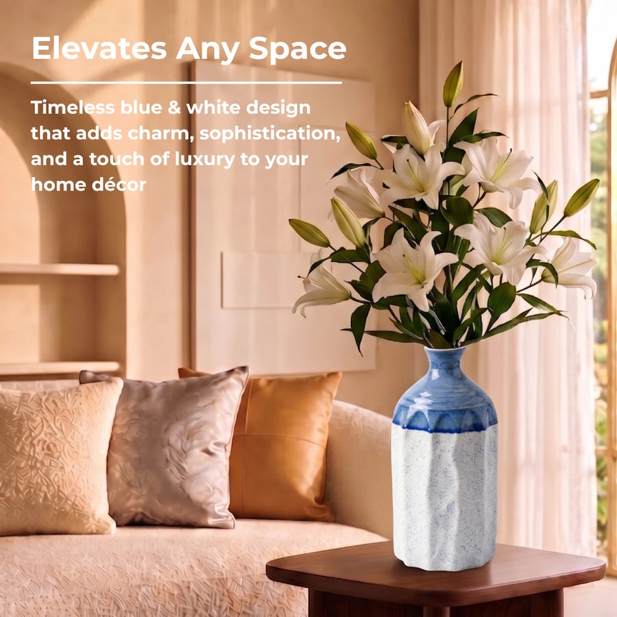 Elaris Fluted Bottle Handcrafted Ceramic Vase