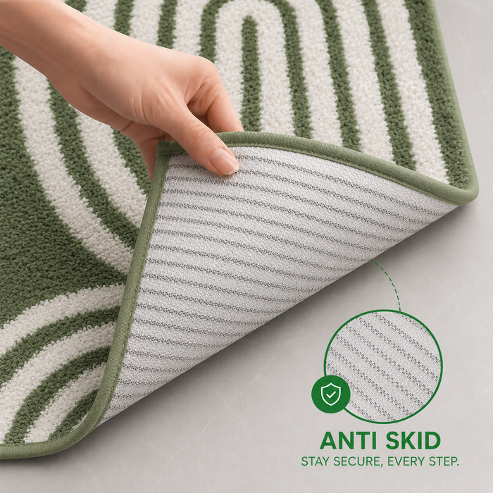 High Low Round Stripes Soft & Fluffy Mat use as Door Mat/Office/Floor/Bathroom etc. (50x80 cm) Anti-Slip (Pack of 1)