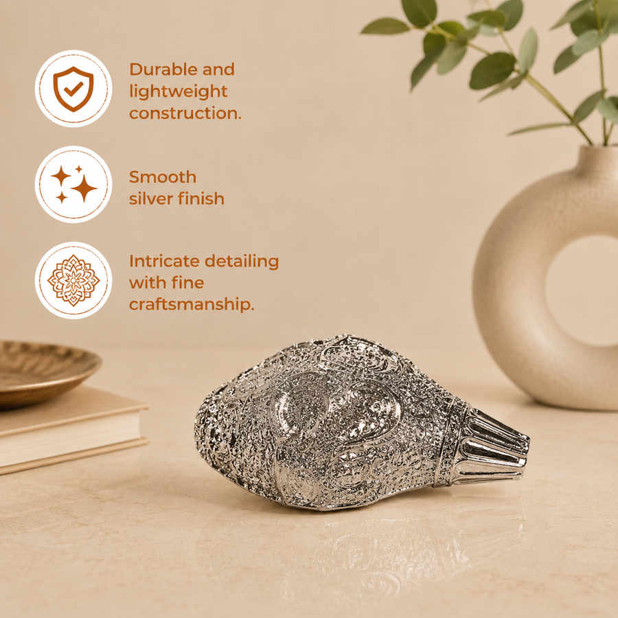 Elaris Shankh – Small Size, Silver Plated Showpiece