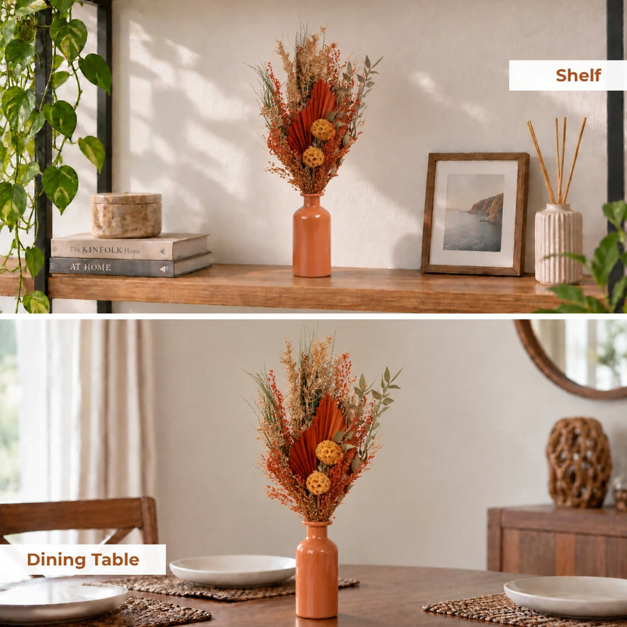 Elaris  Amber Dried Blooms With Vase