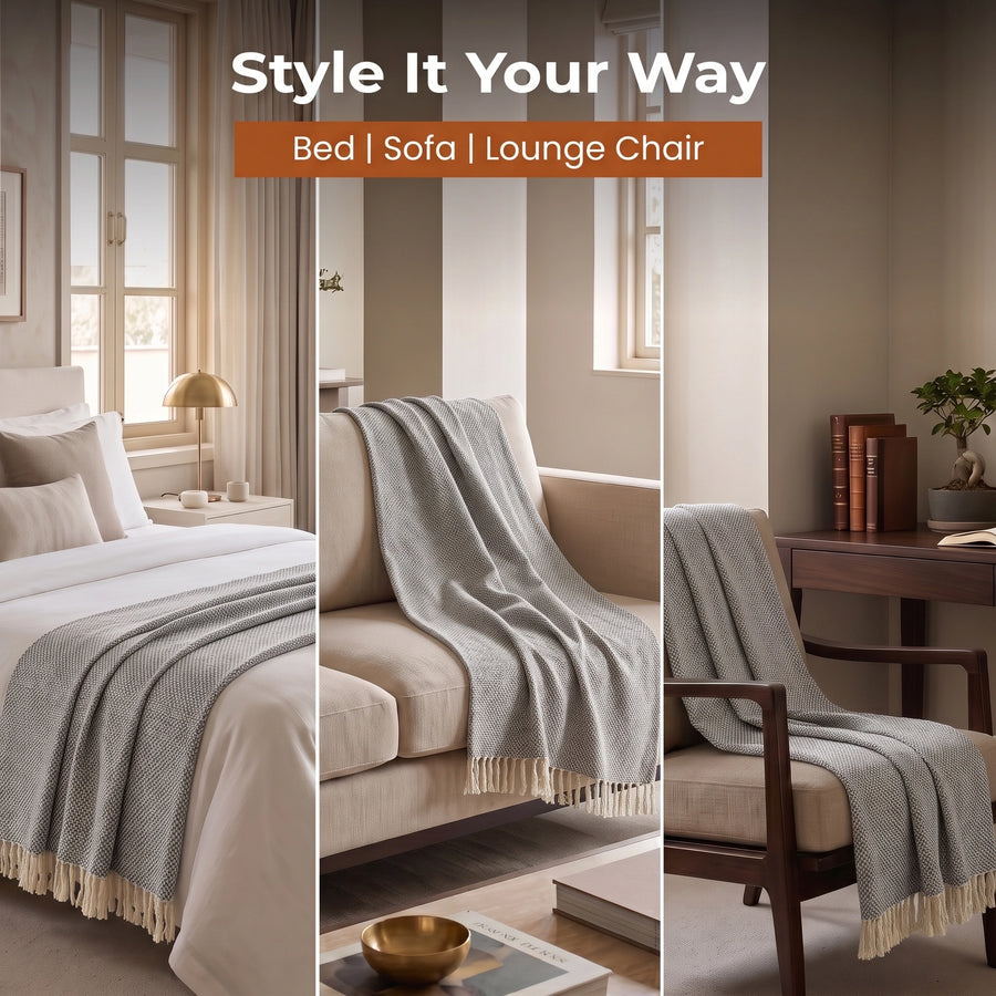 Elaris Grey Texture Throw