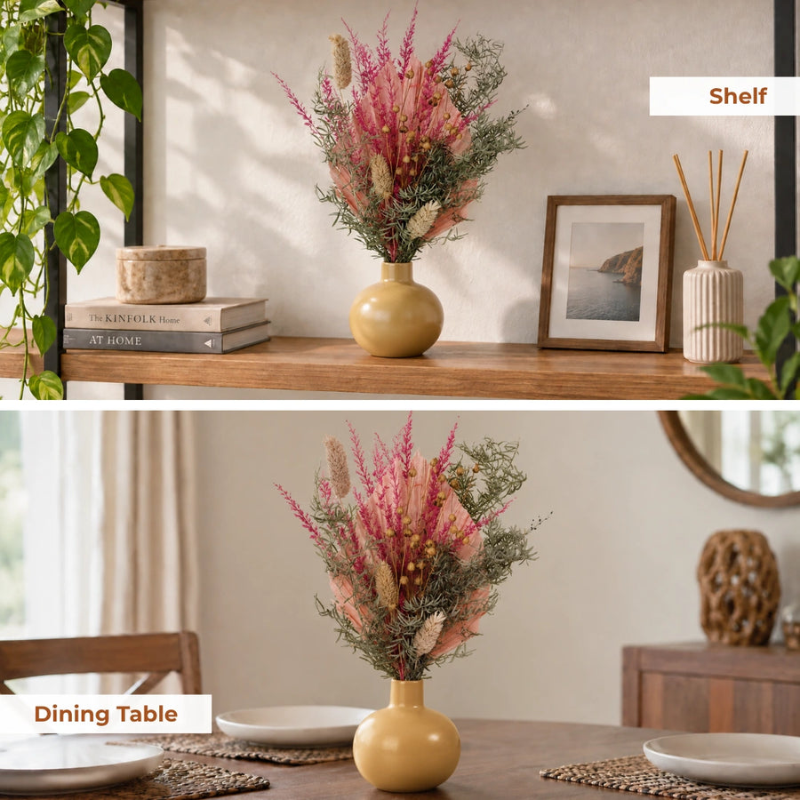 Elaris  Terra Dried Blooms With Vase
