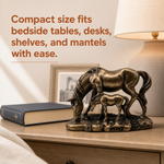 Elaris Graceful Mare & Foal Horse Sculpture Showpiece for Home & Office Décor | Nature-Inspired Decorative Figurine for Living Room, Study, Shelf & Console Table Styling