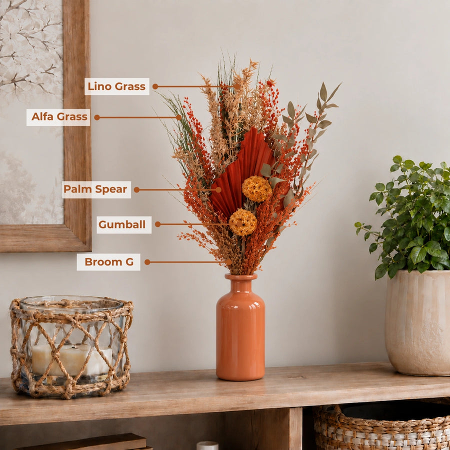 Elaris  Amber Dried Blooms With Vase