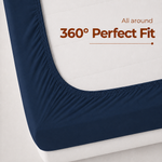 Elaris Solid Navy Queen Fitted 100% Cotton Bedsheet Set