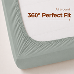 Elaris Solid Sage Green Queen Fitted 100% Cotton Bedsheet Set
