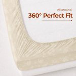 Elaris Self Print Beige Queen Fitted 100% Cotton Bedsheet Set