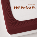 Elaris Solid Maroon King Fitted 100% Cotton Bedsheet Set