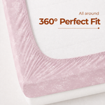 Elaris Self Print Pink King Fitted 100% Cotton Bedsheet Set