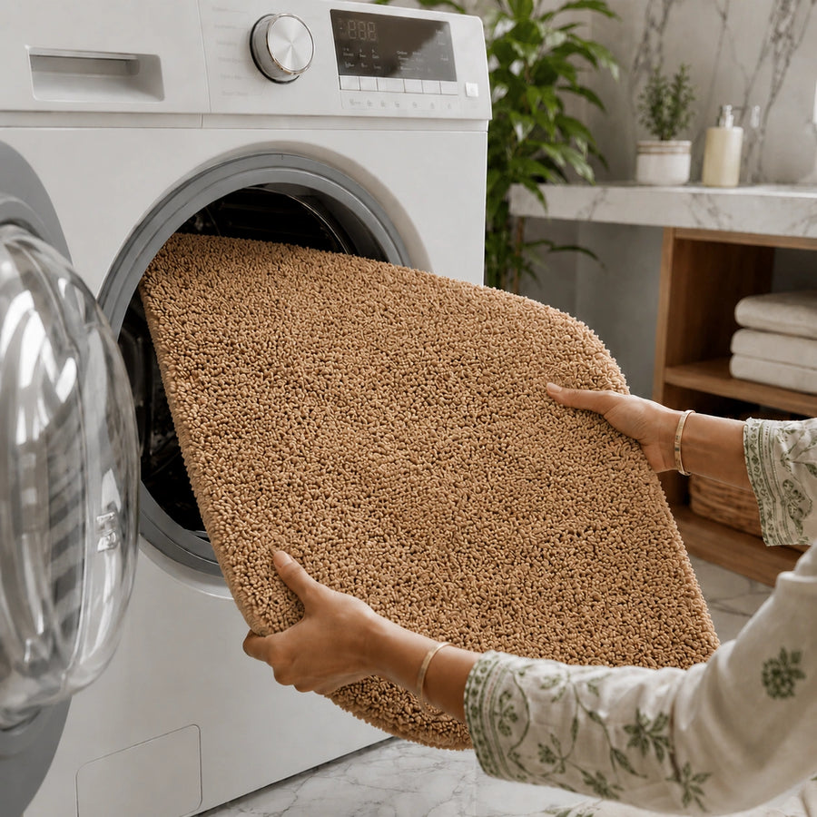 Solid Beige Anti Slip Bath Mat, 40 x 60 cm