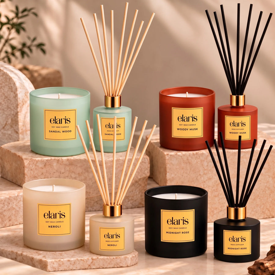 Elaris Midnight Rose Candle & Reed Diffuser Gift Set