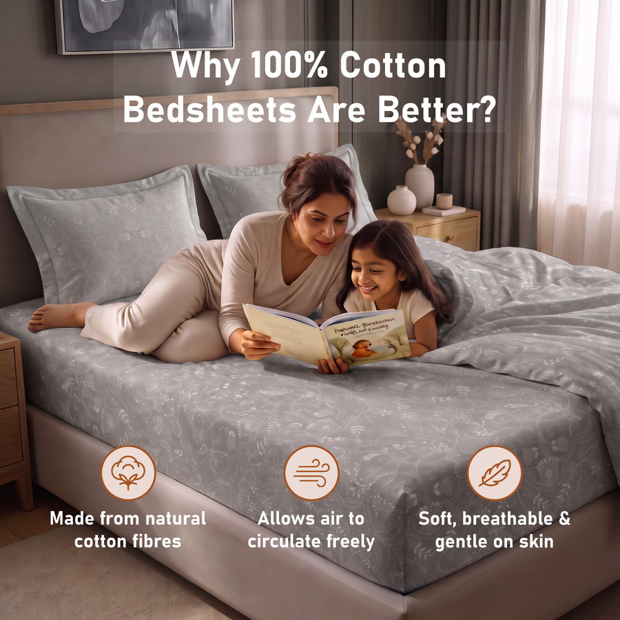 Medallion Bloom King Flat 100% Cotton Bedsheet Set