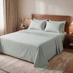Elaris Solid Sage Green King Flat 100% Cotton Bedsheet Set