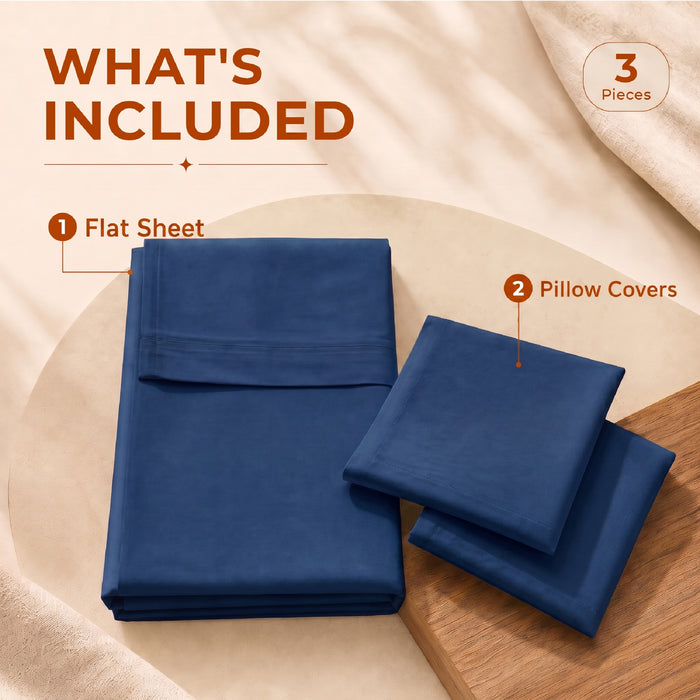 Elaris Solid Navy Queen Flat 100% Cotton Bedsheet Set