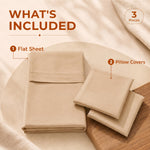 Elaris Solid Champagne Queen Flat 100% Cotton Bedsheet Set
