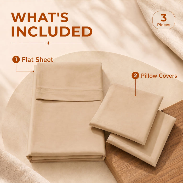 Elaris Solid Champagne Queen Flat 100% Cotton Bedsheet Set