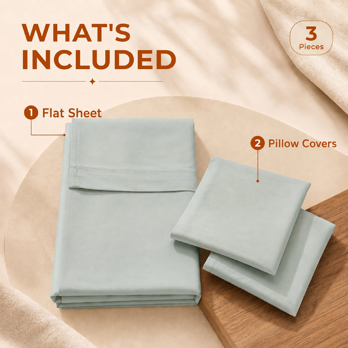 Elaris Solid Sage Green King Flat 100% Cotton Bedsheet Set