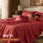 Elaris Solid Maroon King Flat 100% Cotton Bedsheet Set