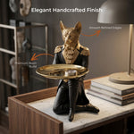 Elaris DecorativeButtler Figurine with  Tray - Black & Gold Showpiece