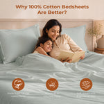 Solid Sage Green Queen Flat 100% Cotton Bedsheet Set