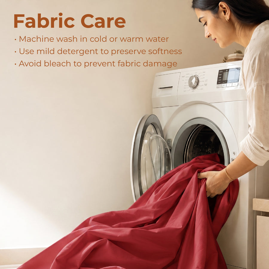 Elaris Solid Maroon King Flat 100% Cotton Bedsheet Set
